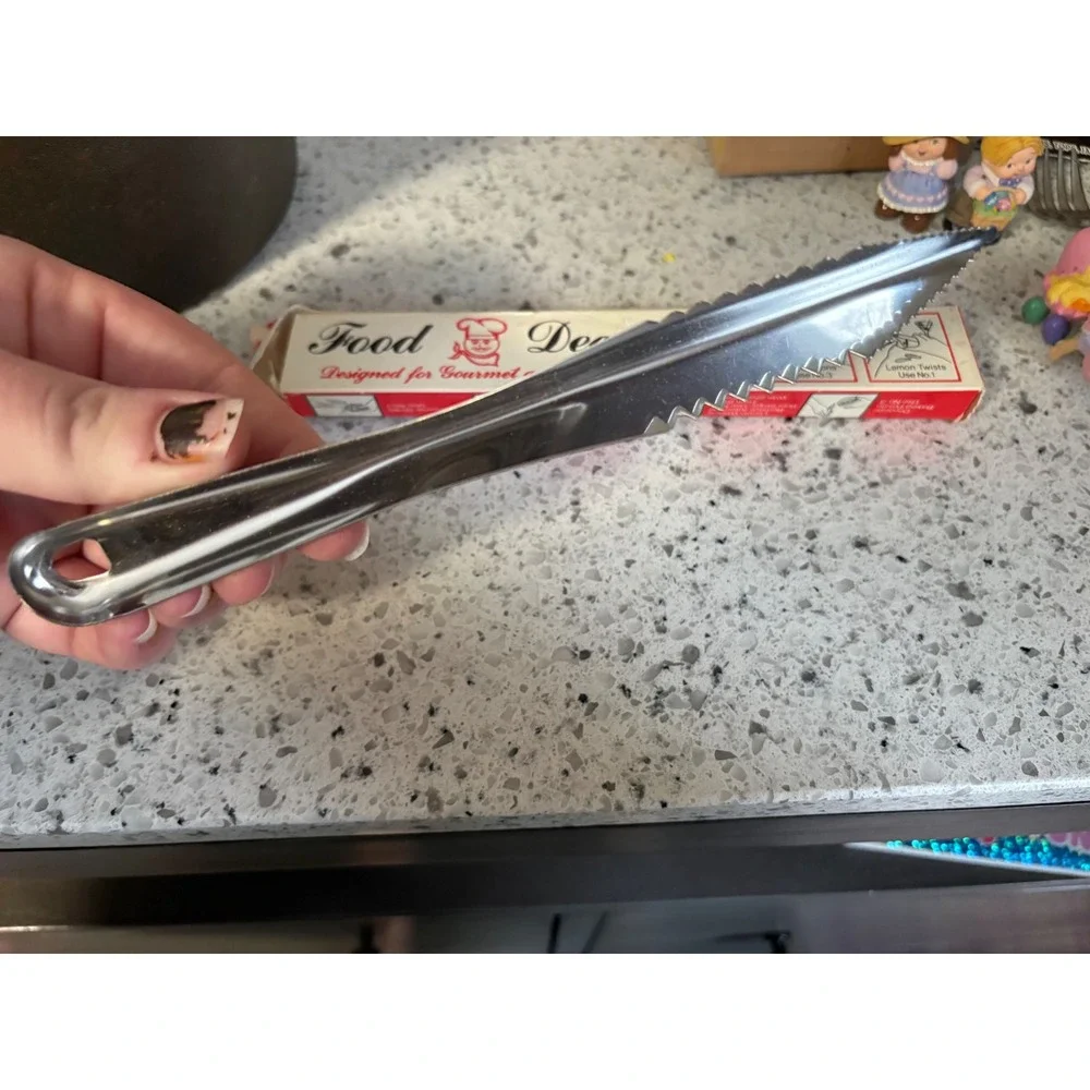 Vintage Food Decorator Knife Serrated Blade‎ Stainless Steel for Garnishes